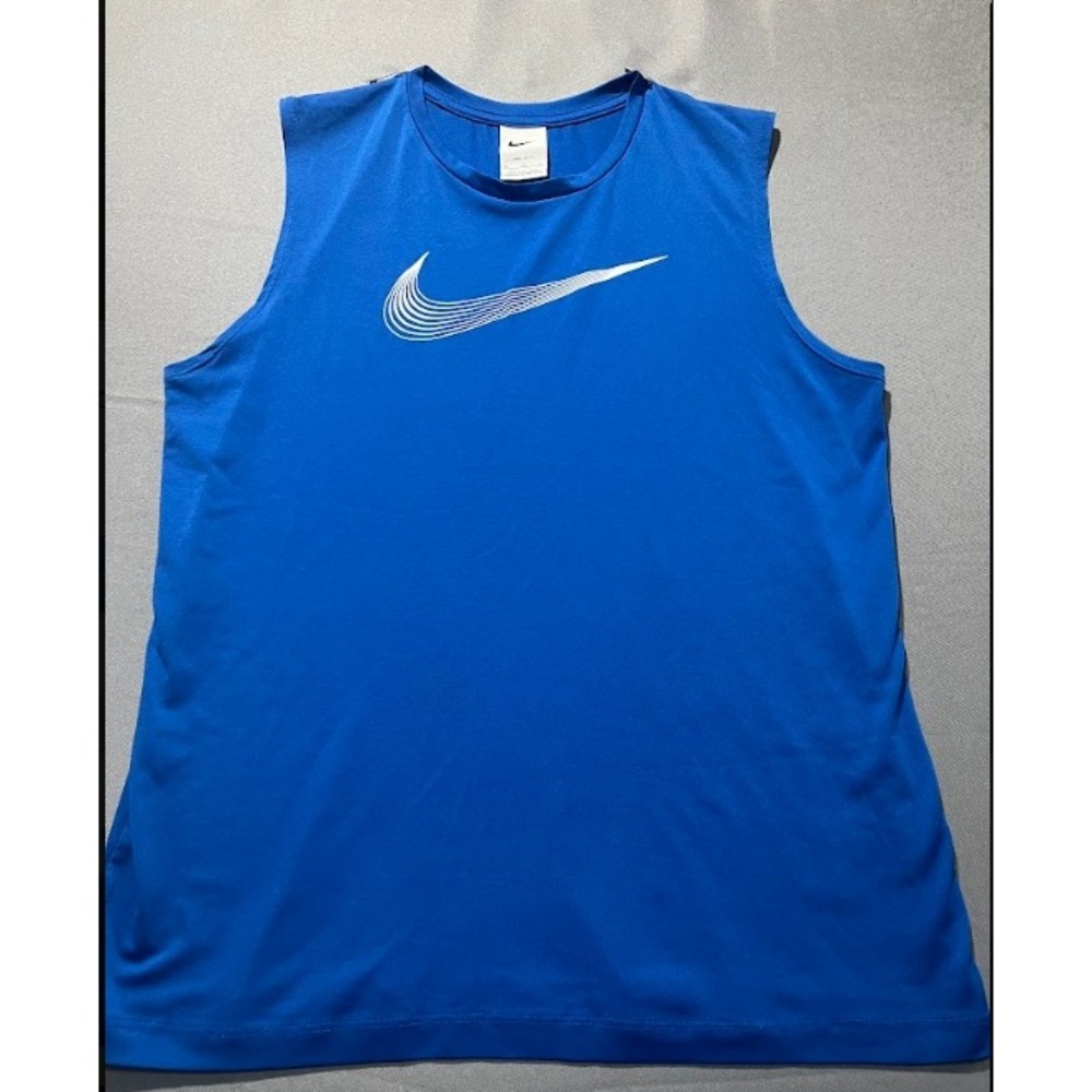 Nike Boys Dri-FIT Sleeveless Training Shirt Blue Graphic Swoosh Tank Top XL-102